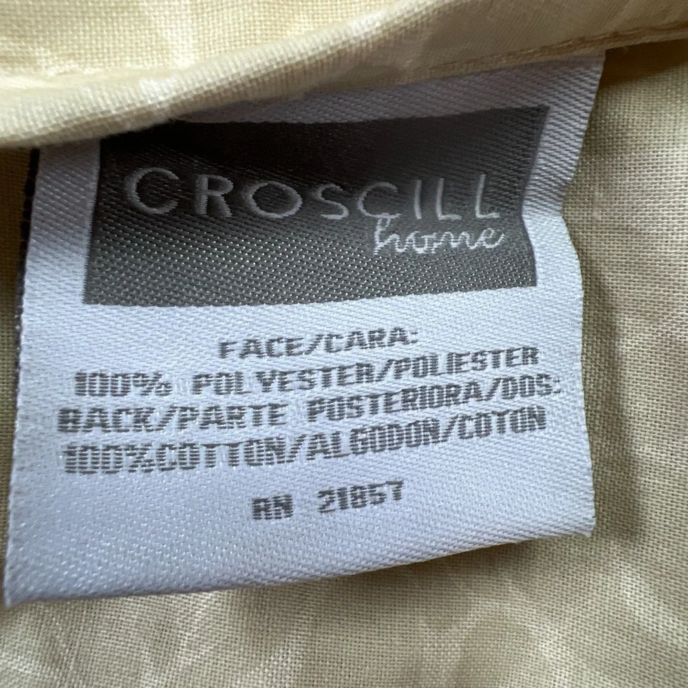 Croscill Home Pillowcase King Beige Floral Textured Cotton Piped Edges Set Of 2